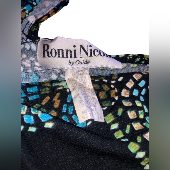 VINTAGE Ronni Nicole by Ouida y2k Stretchy Black with Geo Sundress Plus Size 16 - Picture 2 of 5